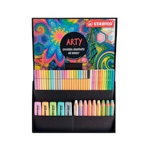 Stabılo Kreatif Pastel Mix Set Arty - Fosforlu Kalem, Çok Yetenekli Kalemler, Sulu Boya Kalemleri, Premium Keçeli Kalemler - 50'li Paket - Çeşitli Renkler 124-Pembe