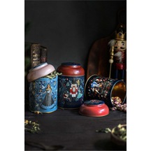 Fairytale Desenli 3'lü Yuvarlak Metal Saklama Kabı Seti, 9 X 11 Cm, 0,6 Lt