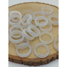 Akik Taşı Yüzük Sisli Beyaz Alacalı Faset Kesim 6mm Kalınlık 59914 Bakır