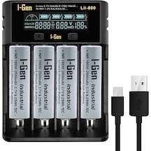 I-gen G451 4'lü 18650 Li-ıon Akıllı Pil Şarj Aleti + 4 Adet 18650 2500 Mah 12c 3.7v 9.25 Wh Li-ıon Pil Seti
