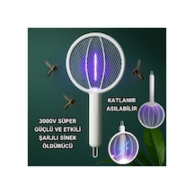 1200mah Şarjlı 3000v Katlanabilir Ultra Güçlü Sinek Ve Sivrisinek Öldürücü, 3in1 Askılı Stand