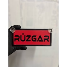 Kırmızı Renk Üzeri Siyah Renk Rüzgar Yazılı Vantuzlu Cam Süsü