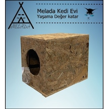 Melada Kedi Evi Dış Ortam Uygun Ahşap Kedi Evi Osb 34x32x26 Cm