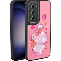 Galaxy Uyumlu S23 Kılıf Parlayan Kabartmalı İkonik Figürlü Klfs Amas Silikon Kapak - Pembe Pembe
