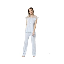Türen 3197 Dantelli Pijama Takımı - Mavi Mavi