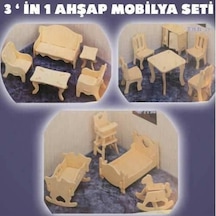 3'İn 1 Boyanabilir Ahşap Oyuncak Mobilya Seti 75 Pcs Ahşap Maket
