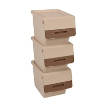 Mt07 Organızer Tekerlekli Eşya Ve Erzak Kutusu 3katlı 3x12 Lt Kahve+krem Kahve+krem