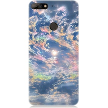 Huawei Y7 2018 Uyumlu Renkli Bulutlar Desenli Silikon Kılıf