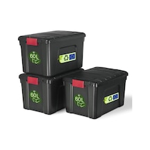 Iris Ohyama, Kapaklı Büyük Saklama Kutuları, Garaj Saklama Kutuları, Kapatma Klipsleri, 60l/3 Paket, Bpa İçermez, Diğer