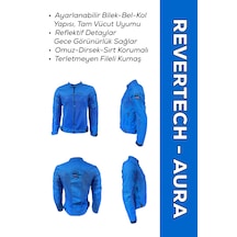 Revertech Aura Mavi / Bel, Dirsek Ve Sırt Korumalı Motosiklet Montu + Buff