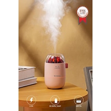 H16 Pembe Odun Ateşi Efekli Hava Nemlendirici Buhar Makinesi 280ml Led Işıklı Sessiz Çalışma (İthalatçı Garantili)