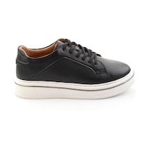 Siyah Hakiki Deri Erkek Sneaker E01595142043 Siyah