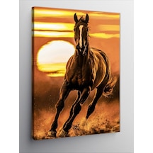 Kanvas Tablo Gün Batımı Ve Koşan At 70cmx100cm