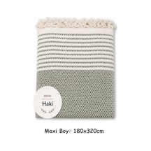 Pamuklu Kaymaz Hasır Dokuma Maxi Boy Kolları Örten Koltuk Örtüsü 180x310 - Haki Yeşili