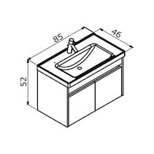 Orka Side 85 Cm Kapaklı Antrasit Banyo Dolabı Alt Modül Lavabo Çok Renkli