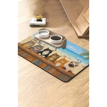 Matgo Pati Kedi Köpek Beslenme Matı 50x70cm Su Geçirmez Mama Kabı Altlığı Paspası Pati Beach Club