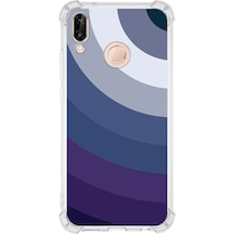 Huawei P20 Lite Uyumlu Köşe Korumalı Renk Cümbüşü E Tasarımlı Şeffaf Silikon Kılıf