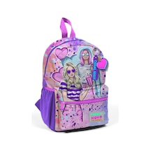 Minik Yuva Sırt Çantası Pembe Mor Fashion Girl Desenli İki Bölmeli 23555