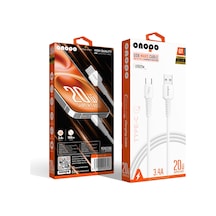 Onopo Android Xiaomi Uyumlu Type-c To Usb 3.4a Hızlı Şarj Ve Data Kablosu 1 Metre - Q7 Beyaz Smart Kablo