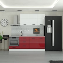 220 Cm Mutfak Dolabı Mdf Kapak Tezgah Dahil Yrkn220 101 Kırmızı
