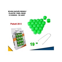 Renkli Bijon Kapağı Plastik Yeşil Renk Altıgen 19 Mm Bijon Uyumlu 20 Adet