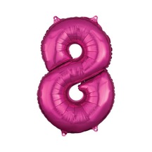 8 Rakam Koyu Pembe Folyo Balon 80 CM