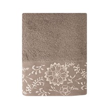 Sty Akra Nakışlı Kahverengi Havlu 50x90, Tekli Çok Renkli