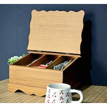 Mutfak Çay Kahve Kutusu Rustik Bambu Eskitme Sandık Kapaklı Kutu