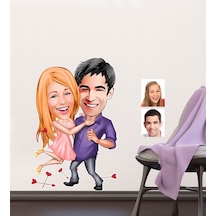 Kişiye Özel Sevgililer Karikatürlü Duvar Sticker 50X70CM 3