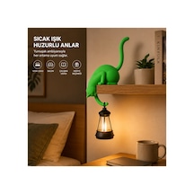 Modern & Şık - Minimalist Kedi Tasarımlı Dekoratif Raf Lambası Gece Lambası Açık