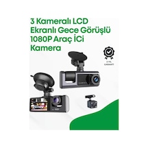 2.0 Lcd Ekranlı, Döngüsel Kayıt Özellikli Üç Kameralı Oto Kamera 01040456