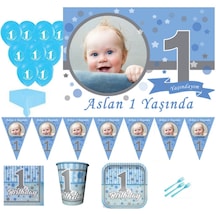 1 Yaş Pırıltılı Temalı 8 Kişilik First Birthday Kız Parti Seti, 1 +3