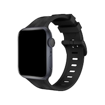 Watch 38mm Kr408 Çizgili Silikon Kordon - Siyah