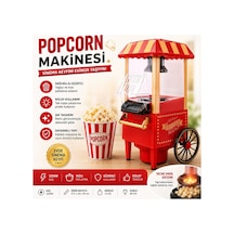 Tmp01 Retro Mısır Patlatma Makinesi Yağsız Ev Tipi Popcorn Makinesi 1200w Kırmızı Sinema Arabası Tasarımlı