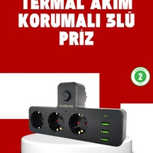 3 Priz 3 Usb Ve 1 Type-c Portlu Çoklu Priz 7 Cihaz Destekli Güç Ünitesi Diğer