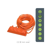 Bylion 3way Serisi Ip44 Seyyar Uzatma Kablosu 10 Metre 3g2,5mm² Türk Malı, Yüksek Darbe Dayanımı, Ev/ofis , Dış Mekan, Turuncu Kablo