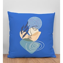 Bk Gift Modern Art Tasarımlı Mavi Kırlent Yastık, Arkadaşa Hediye, Ev Dekorasyonu, Ev Hediyesi-3