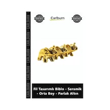 Özel Üretim Dekoratif Modern Lüks Hediyelik Fil Tasarımlı Biblo Seramik Orta Boy Parlak Altın