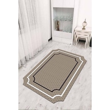 Bej Çerçeveli Kaymaz Tabanlı Lazer Kesim Halı Rv313n11