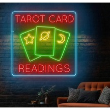Tarot Card Readıngs Yazılı Ve Şekilli Neon Tabela Çok Renkli
