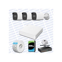 Provzen Hikvision Hibrit Ip Colorvu 3 Kameralı Güvenlik Kamerası Mikrofonlu Olay Anında Bildirim