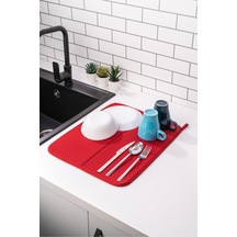 Mikrotex Bulaşık Matı Süper Emici Bulaşık Kurutma Matı 45x36cm Tezgah Üstü Bulaşık Matı Bordo Belirt Diğer
