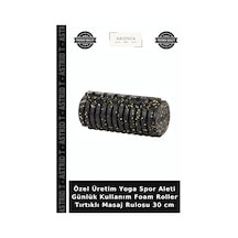 Özel Üretim Yoga Spor Aleti Günlük Kullanım Foam Roller Tırtıklı Masaj Rulosu 30 Cm Siyah - Sarı