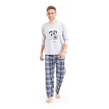 Tampap Erkek Baskılı Pijama Takımı Uzun Kollu 2170 Gri (520085268) Gri