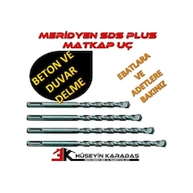Meridyen Sds Plus Matkap Uç Beton ve Duvar Delme için 6 X 160 MM