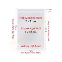 7x7+5 Cm. 7x12 50 Adet Şeffaf Bantlı Yapışkanlı Opp Poşet