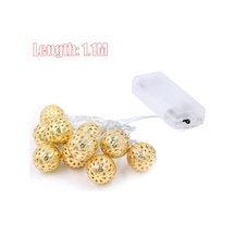 Kosona Demir Top Dekoratif Işık Zinciri 10 Led Altın Islak Işık 1.1m Yds004y - Ev, Festivaller İçin Romantik Atmosfer Oluşturucu