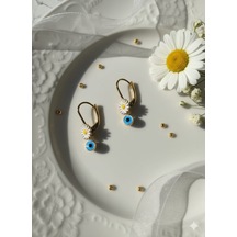 925 Ayar Papatya Silver Nazar Gözlü Papatya Küpe.nazar Küpe.rose.gold.rodaj Gümüş
