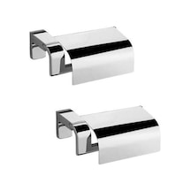 Kapaklı Tuvalet Kağıtlık 2'li Paket Modern Tasarım Paslanmaz 16.5 x 12.2 x 11.2 CM