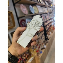 Gül Desenli Ahşap Kitap Ayracı